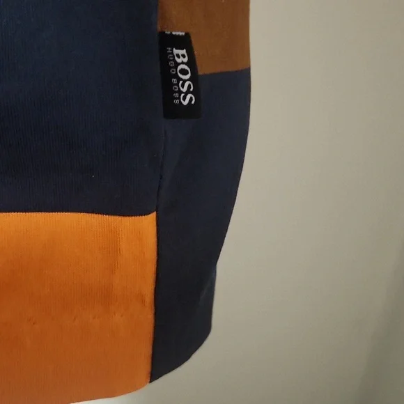 HUGO BOSS XL.Color Block Men's Shirt - Navy, Orange, and Brown - Picture 4 of 13